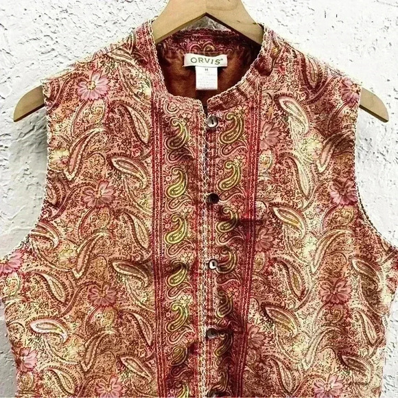 Orvis paisley button front vest size Medium - Picture 2 of 9
